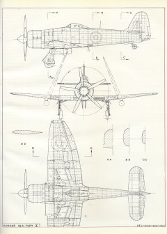 Hawker Sea Fury Mk.X - 1/72 рисунок E.J. «Eddie» Riding, 1/72, «Aircraft of the fighting powers» Том.VII, издание 1946г
